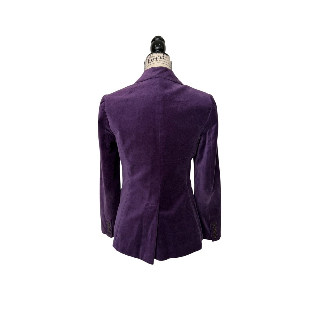 Boden Royal Purple Solid 100% Cotton Fitted Velvet Blazer, 4 - Picture 4 of 9